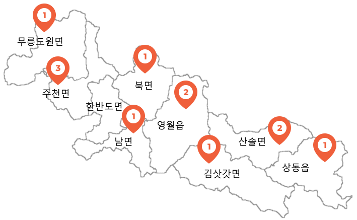 영월 지역 지도 2025